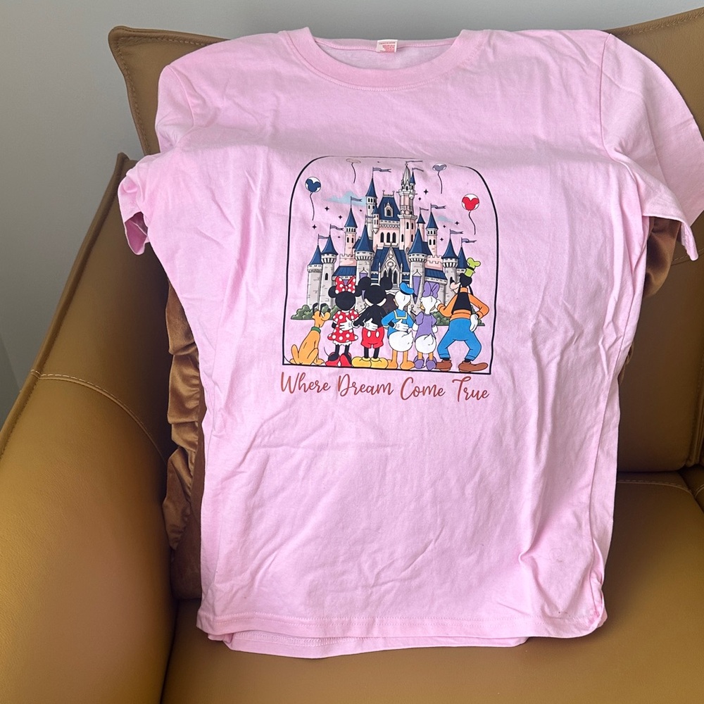 Disney Pink Long Sleeve Tee with Castle Design